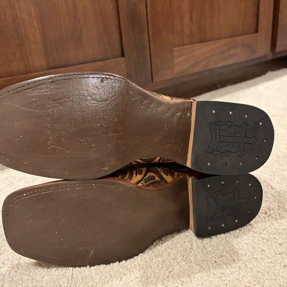 NEW Tanner Mark Jaw Dropper Hand Tooled Western Boots Orix Square Toe Womens 11 - Picture 9 of 13